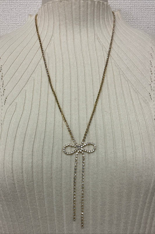 ［再入荷］リボン＆ストーンネックレス　