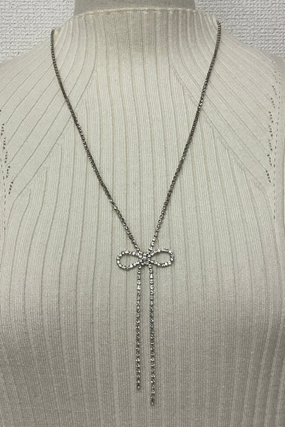 ［再入荷］リボン＆ストーンネックレス　