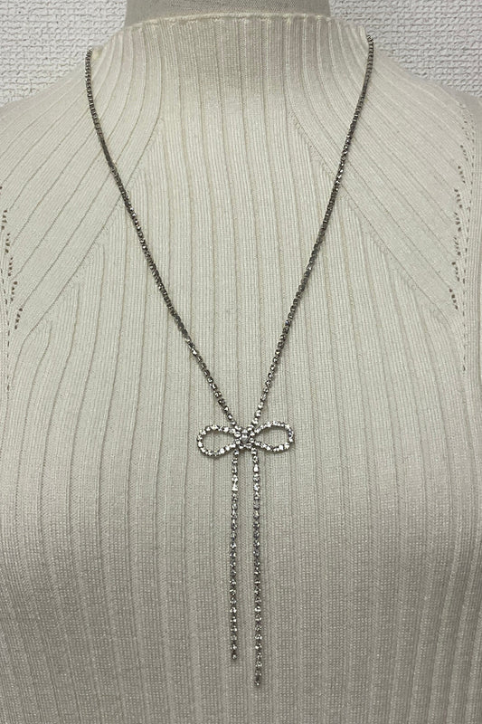 ［再入荷］リボン＆ストーンネックレス　