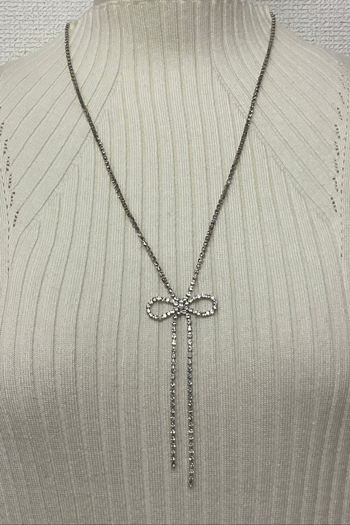 ［再入荷］リボン＆ストーンネックレス　