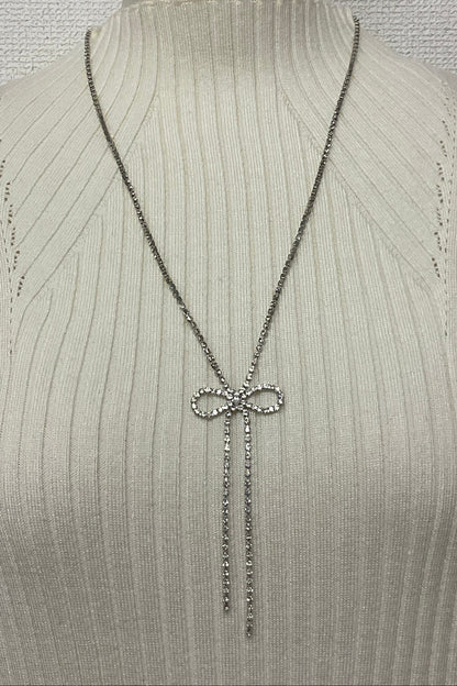 ［再入荷］リボン＆ストーンネックレス　