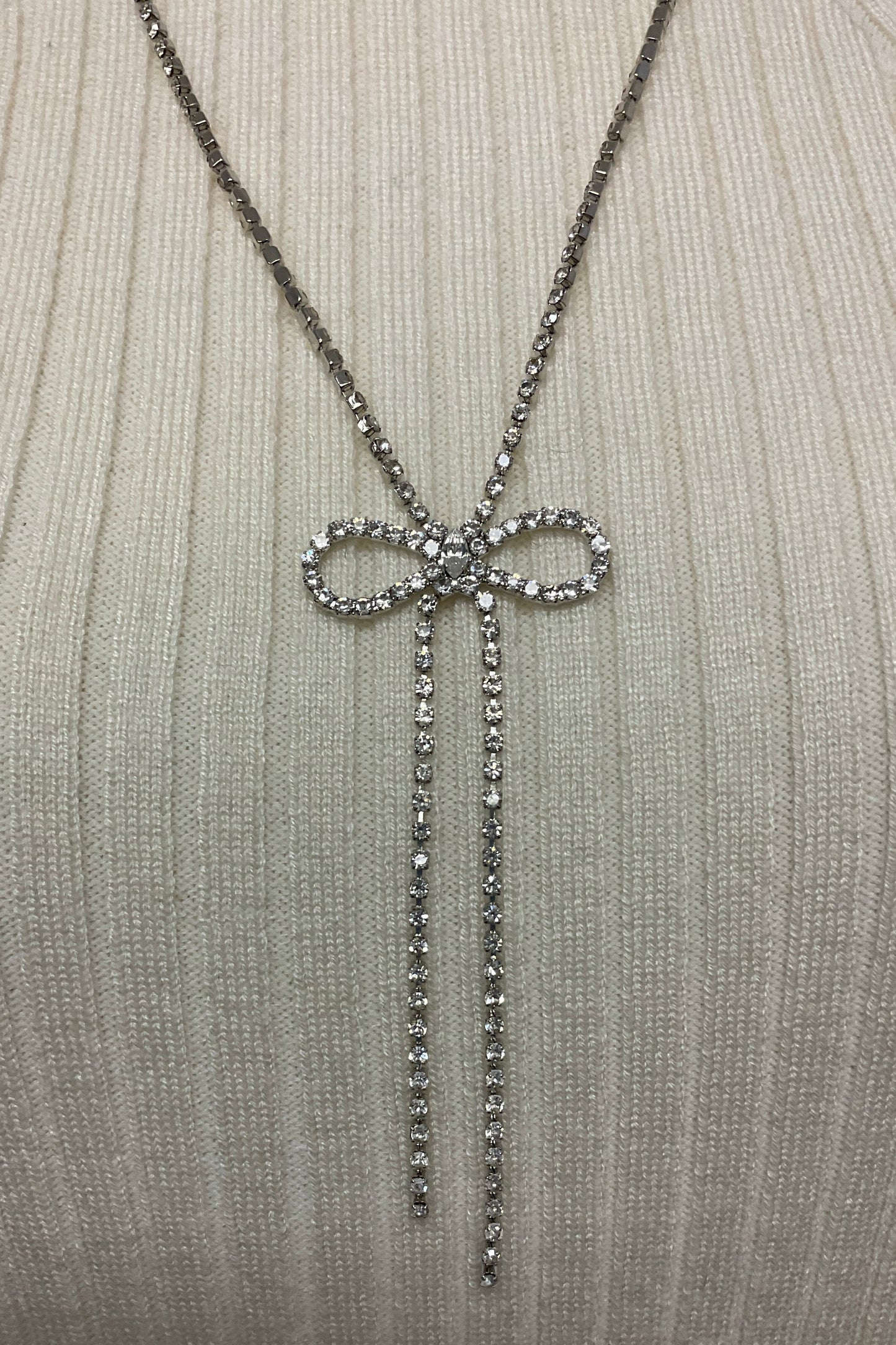 ［再入荷］リボン＆ストーンネックレス　