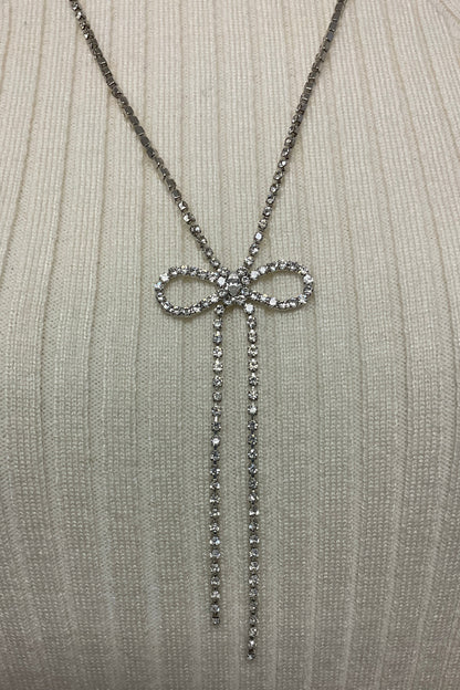 ［再入荷］リボン＆ストーンネックレス　