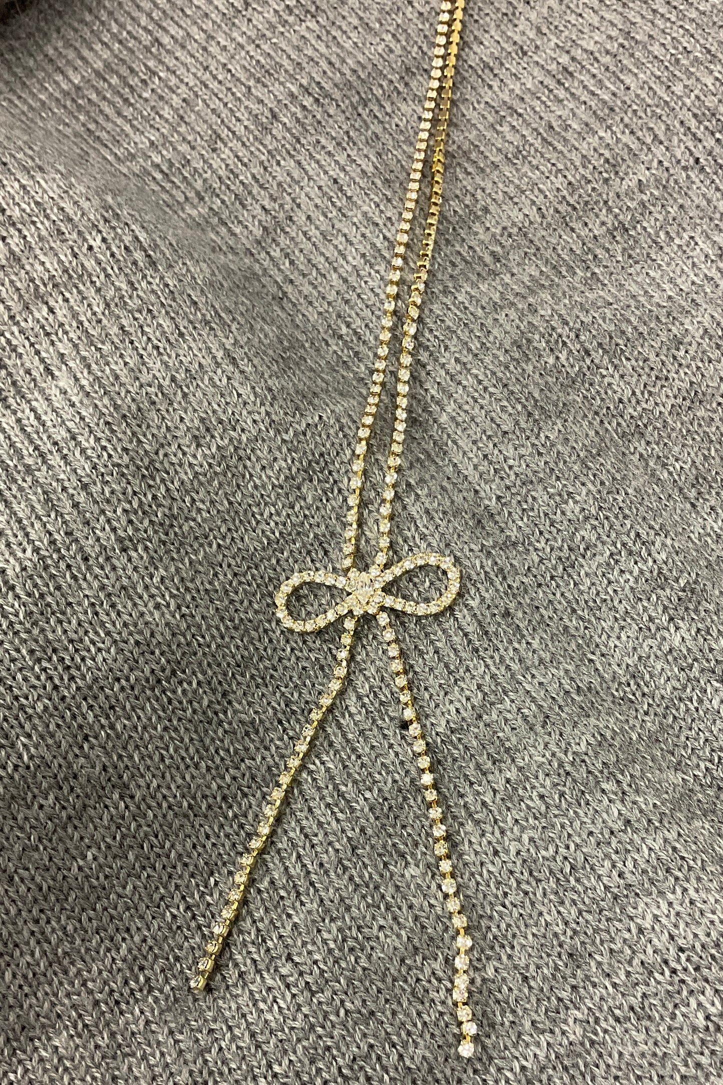 ［再入荷］リボン＆ストーンネックレス　