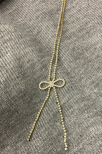 ［再入荷］リボン＆ストーンネックレス　