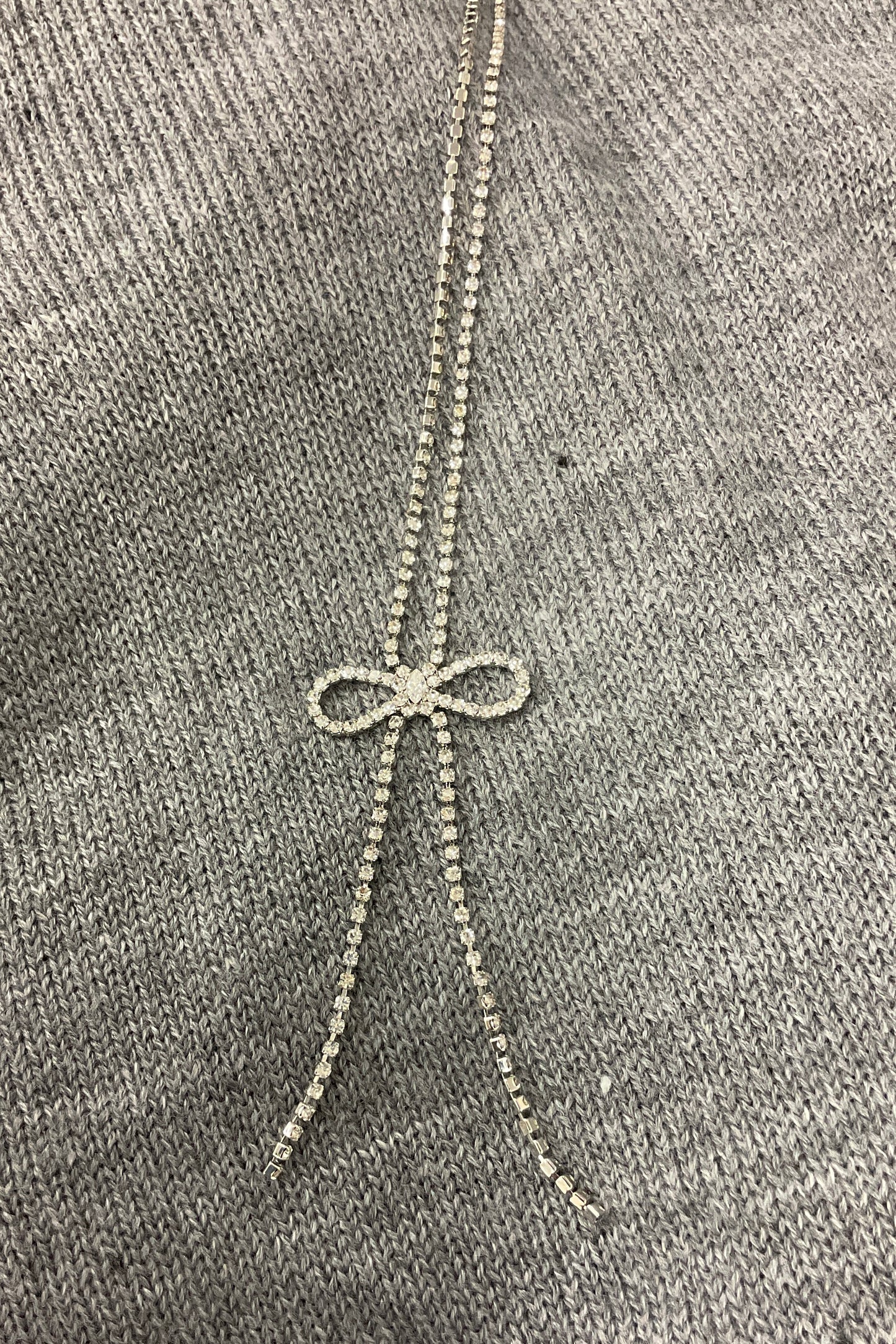 ［再入荷］リボン＆ストーンネックレス　