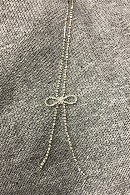 ［再入荷］リボン＆ストーンネックレス　