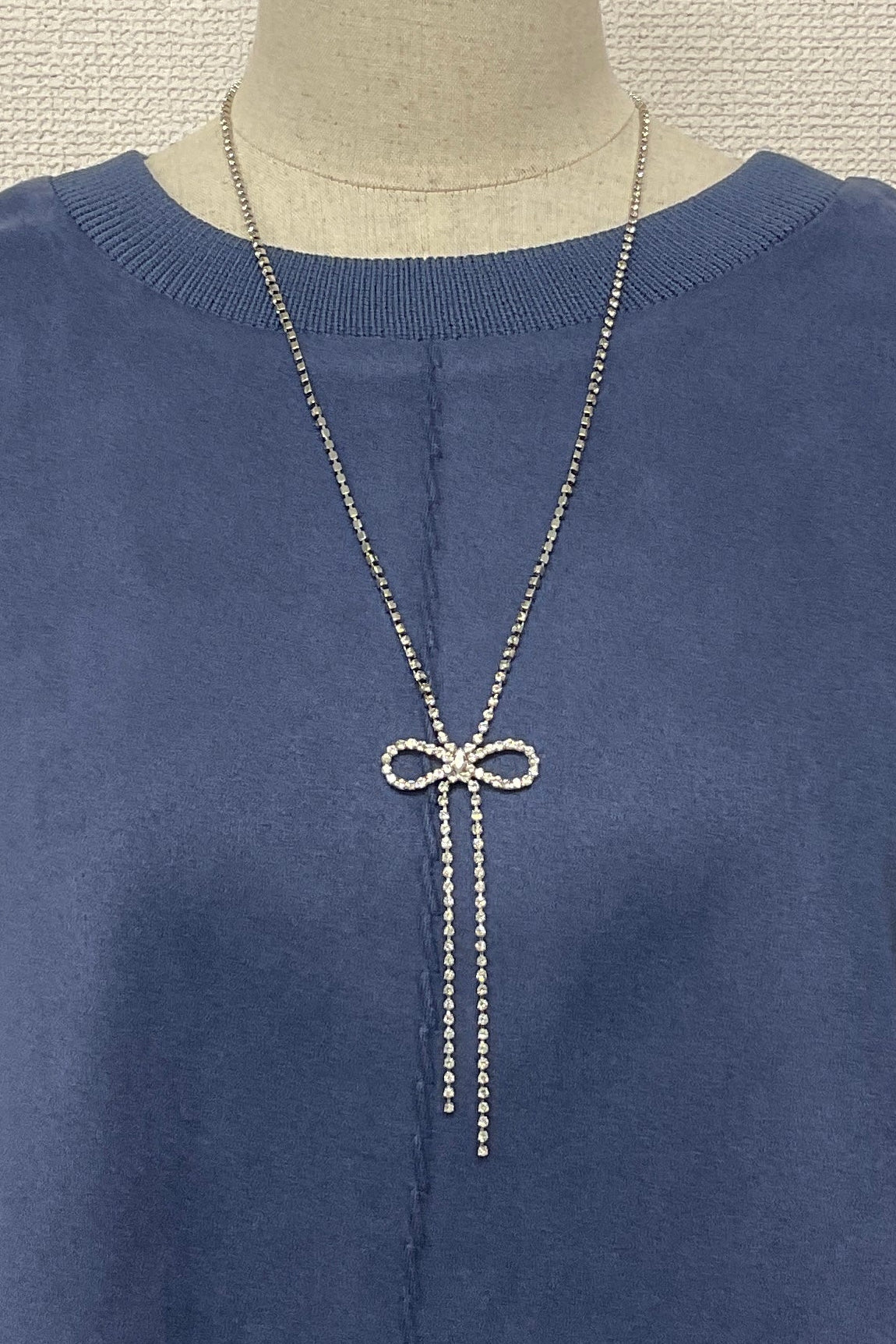 ［再入荷］リボン＆ストーンネックレス　