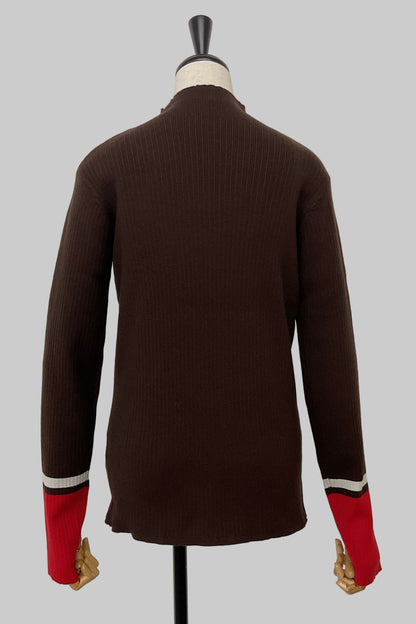 ヤワモチラインイリリブハイネックニット （ブラウン）