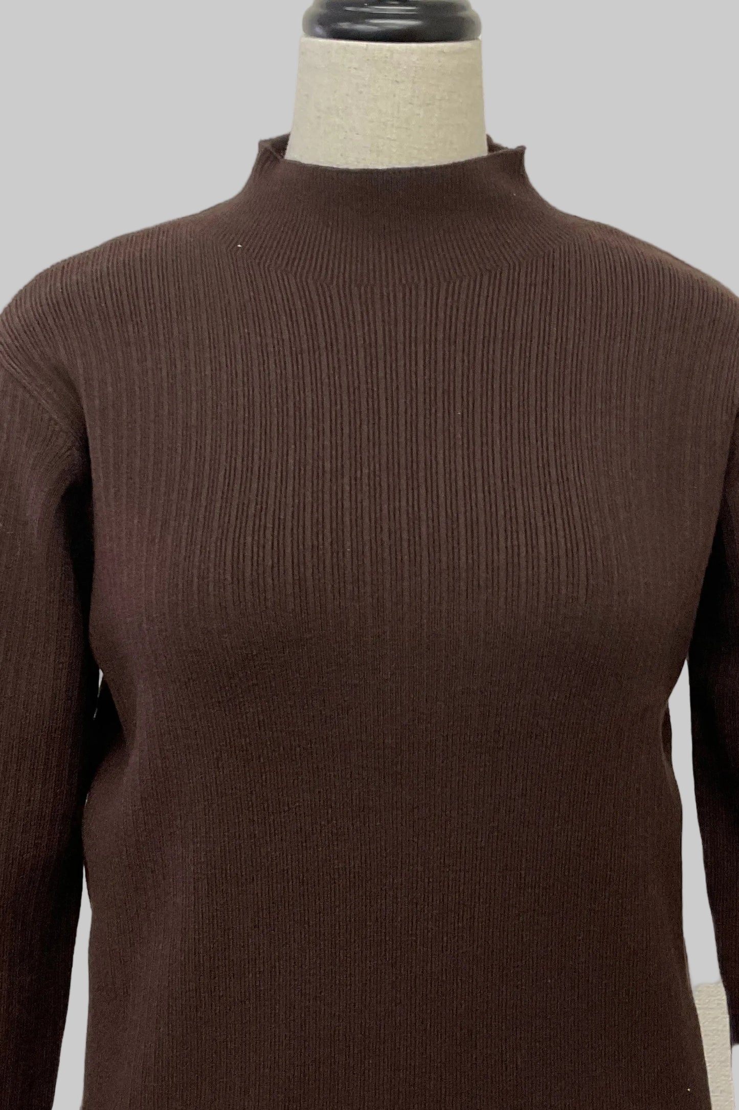 ヤワモチラインイリリブハイネックニット （ブラウン）