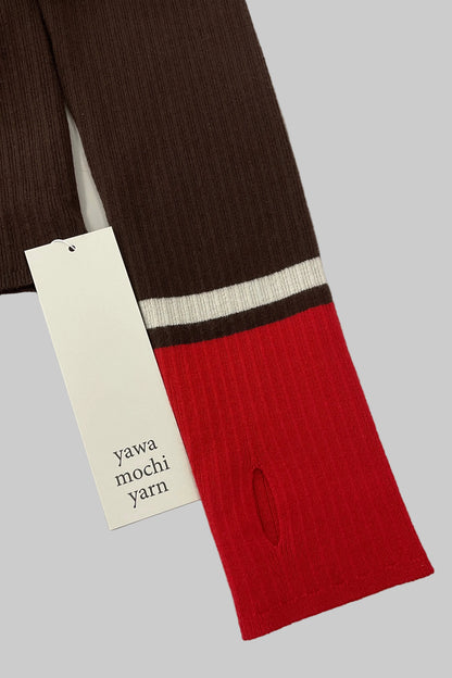 ヤワモチラインイリリブハイネックニット （ブラウン）