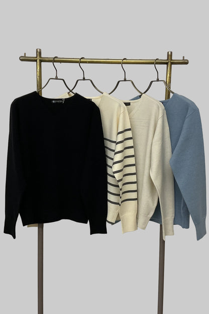 ＜10%OFF＞ストレッチVネックニット （新色ブラック）