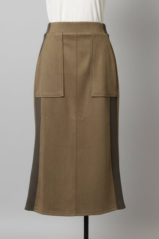 スエード×リブワークスカート(新色モカ)