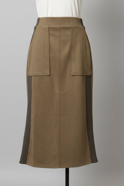 スエード×リブワークスカート(新色モカ)