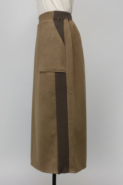 スエード×リブワークスカート(新色モカ)