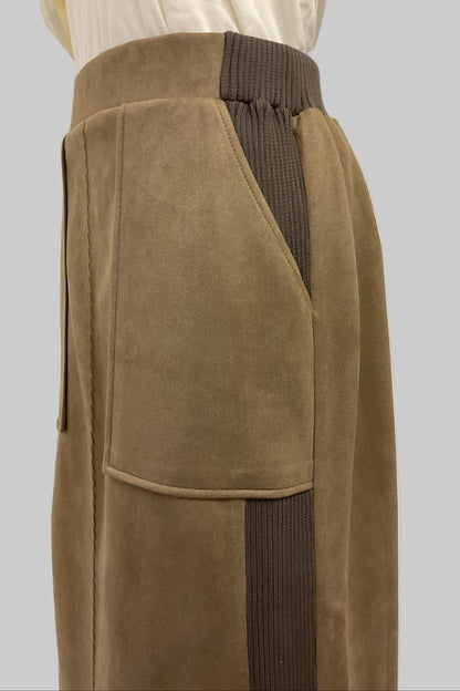 スエード×リブワークスカート(新色モカ)