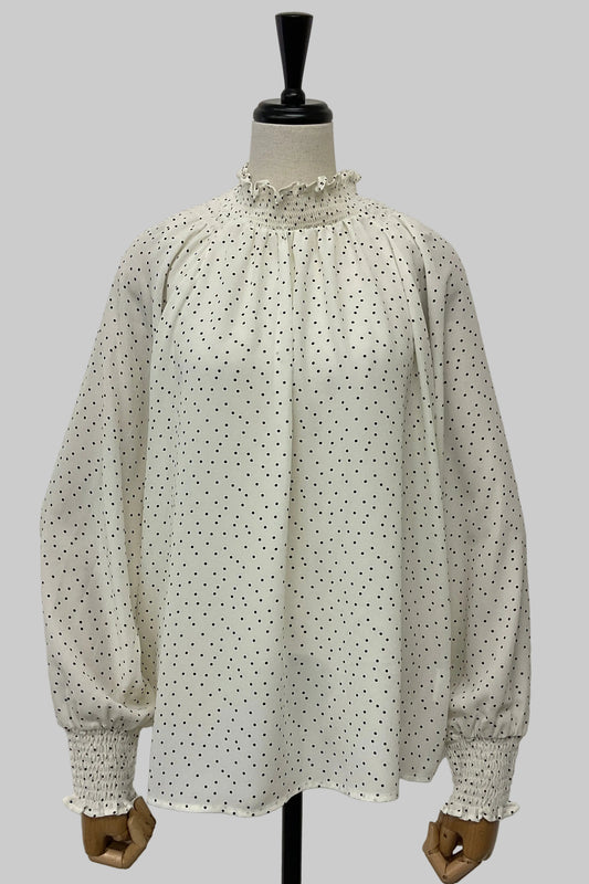 ドットシャーリングブラウス