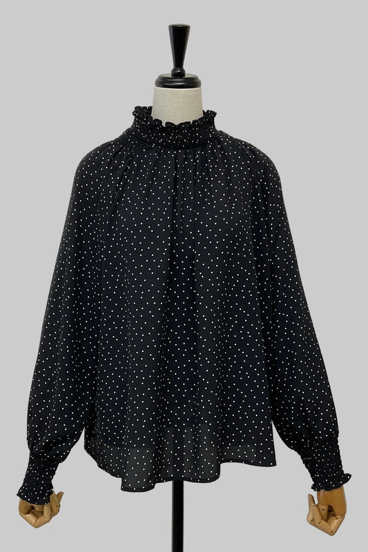 〈20%OFF〉ドットシャーリングブラウス
