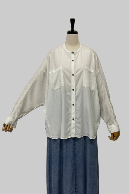 〈10%OFF〉パウダーシルクデニムドルマンシャツ