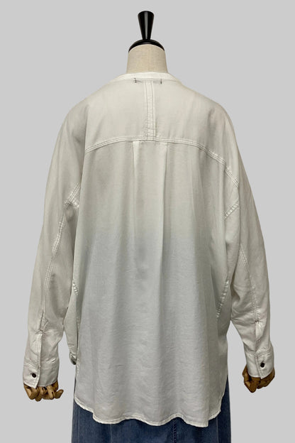 〈10%OFF〉パウダーシルクデニムドルマンシャツ