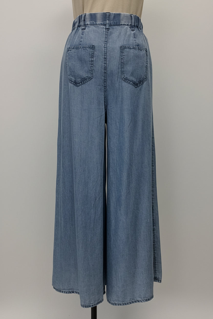 パウダーシルクデニムワイドパンツ
