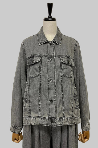 パウダーシルクデニムシャツジャケット
