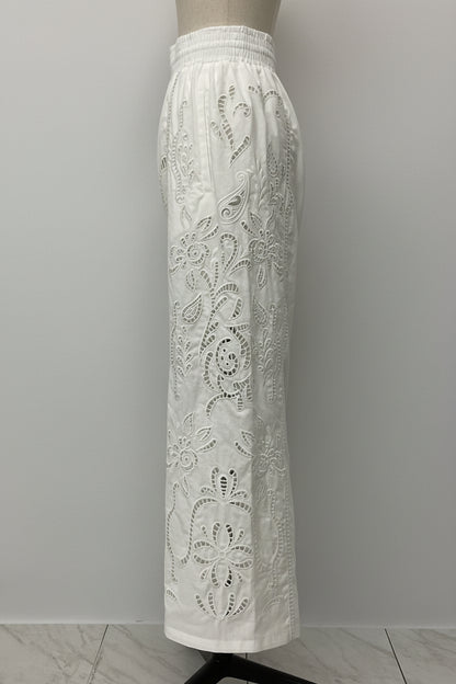 刺繍レースコットンパンツ