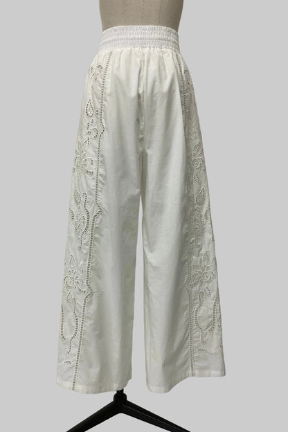 刺繍レースコットンパンツ