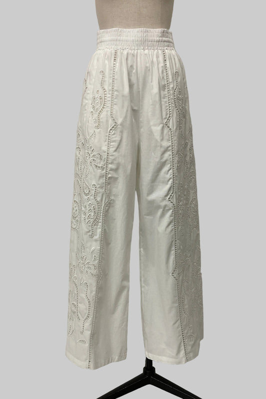 刺繍レースコットンパンツ