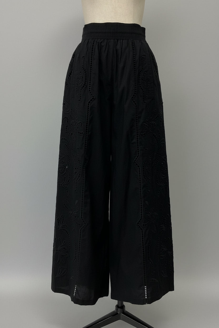 刺繍レースコットンパンツ