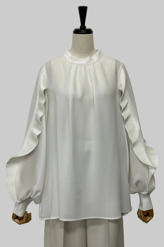 袖プリーツ2WAYブラウス