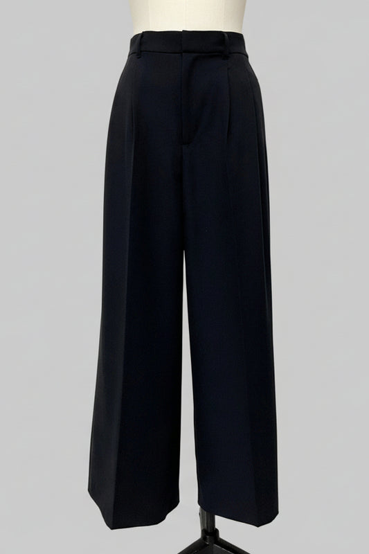 リネン混ワイドパンツ