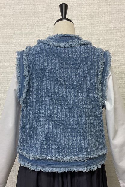 〈30%OFF〉ツイードライクデニムベスト