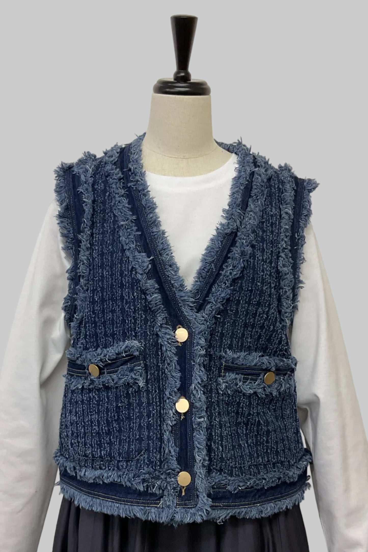 〈30%OFF〉ツイードライクデニムベスト