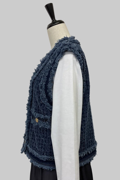 〈30%OFF〉ツイードライクデニムベスト