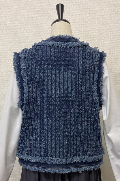 〈30%OFF〉ツイードライクデニムベスト