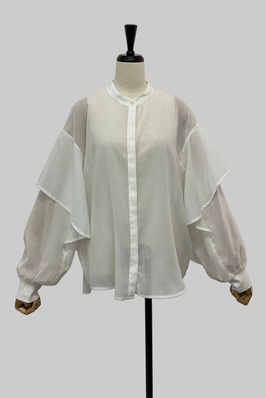 シアーフリル袖ブラウス