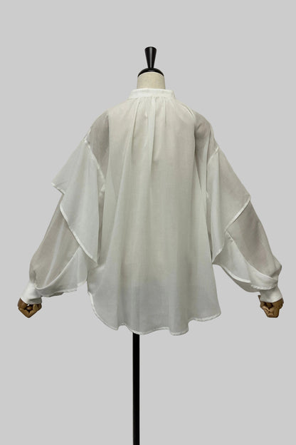 シアーフリル袖ブラウス