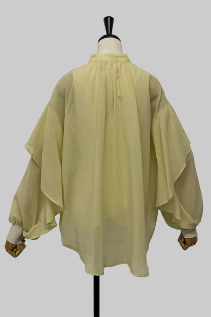 シアーフリル袖ブラウス