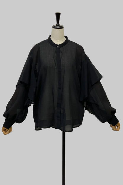 シアーフリル袖ブラウス