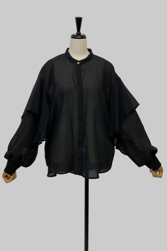 シアーフリル袖ブラウス