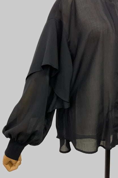 シアーフリル袖ブラウス