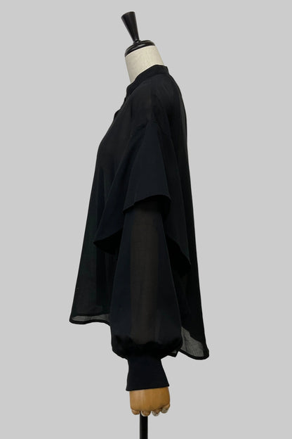 シアーフリル袖ブラウス