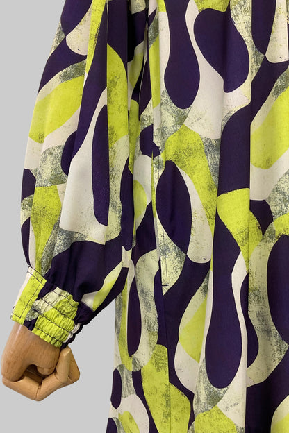 〈ご試着キャンペーン対象品〉アート柄シャツワンピース