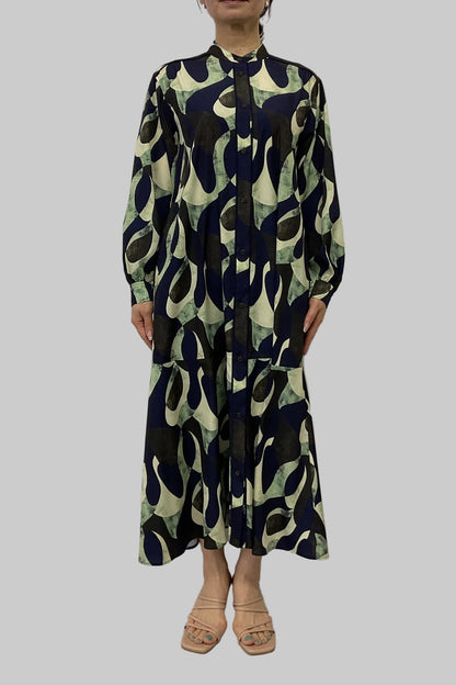 〈ご試着キャンペーン対象品〉アート柄シャツワンピース