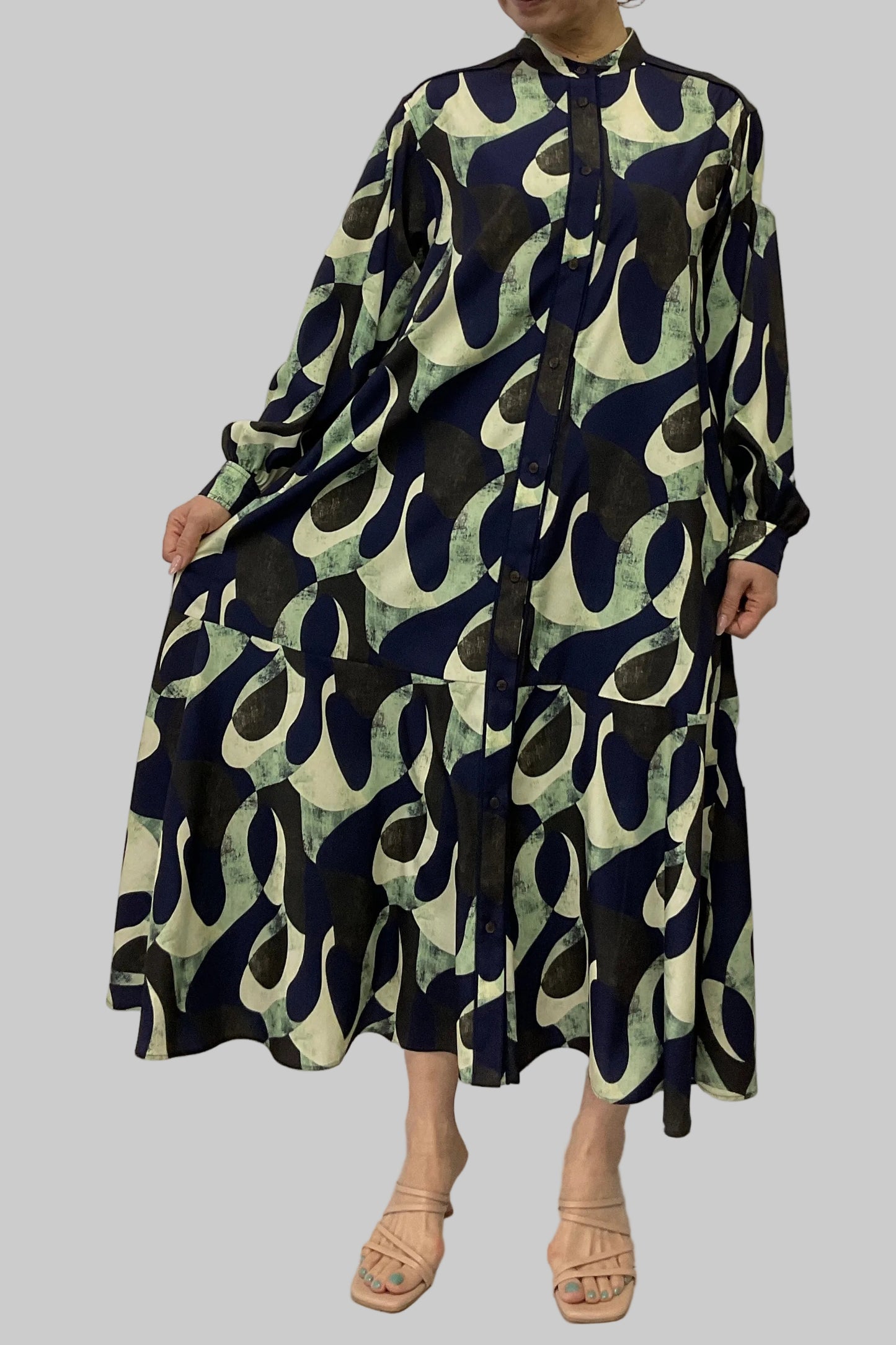 〈ご試着キャンペーン対象品〉アート柄シャツワンピース