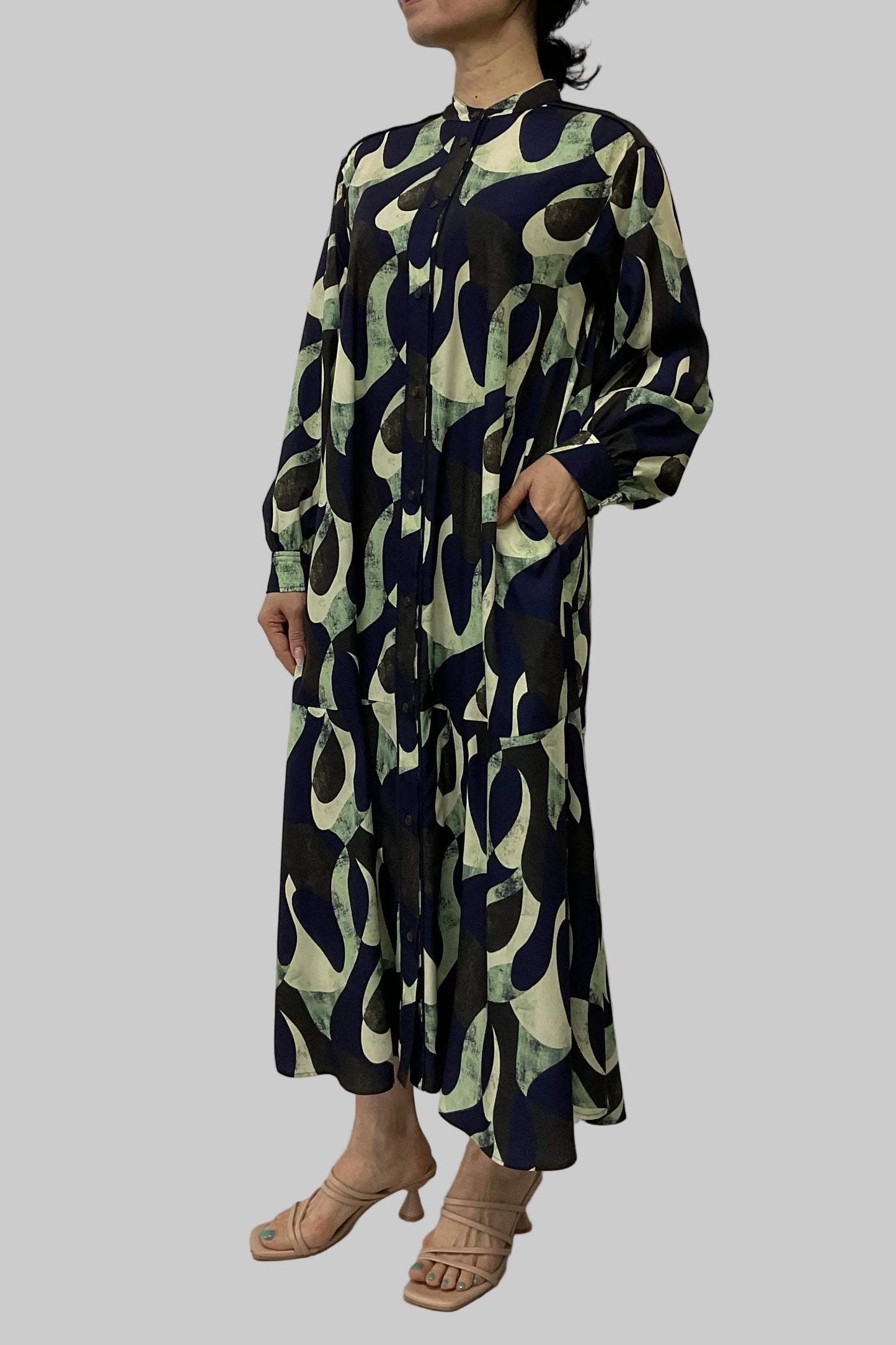 〈ご試着キャンペーン対象品〉アート柄シャツワンピース