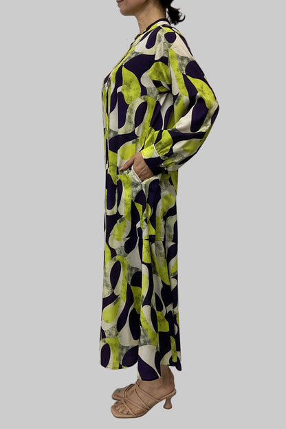 〈ご試着キャンペーン対象品〉アート柄シャツワンピース