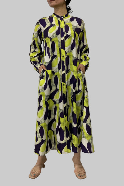 〈ご試着キャンペーン対象品〉アート柄シャツワンピース