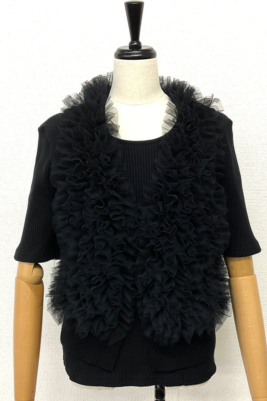 〈30%OFF〉チュールフリルニットベスト